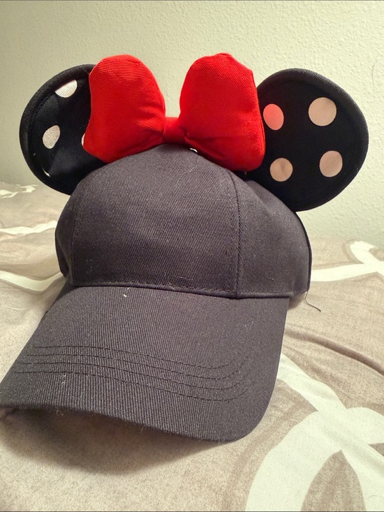 Disney Accessories - Disney Parks Minnie Mouse Hat Black Polka Dot Ear Red Bow Baseball Cap Adult